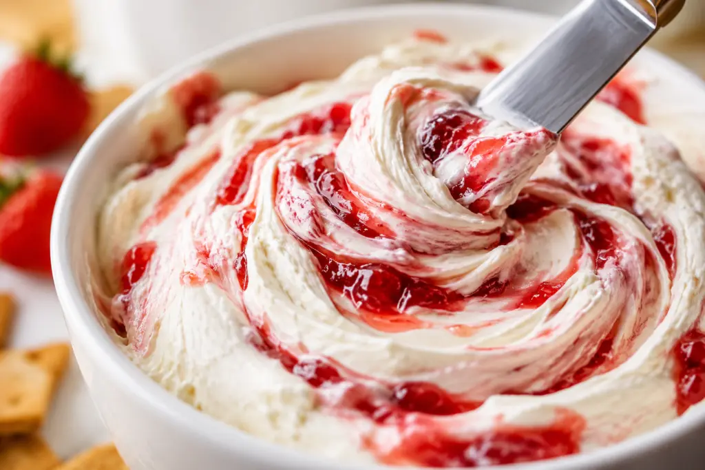 3-Ingredient Fast Strawberry Cheesecake Dip Recipe 3 How to make strawberry cheesecake dip