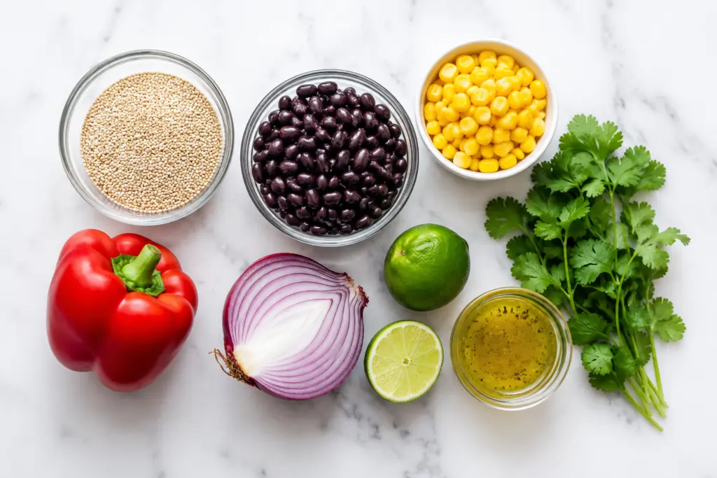 Fresh ingredients for Quinoa Salad with Black Beans 