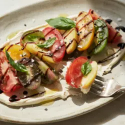 Tomato and Peach Salad with Whipped Goat Cheese Recipe 5 Tomato and Peach Salad with Whipped Goat Cheese recipe card