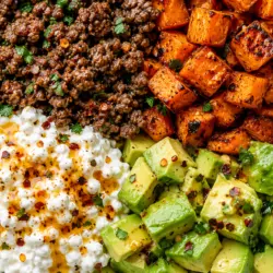 Viral Hot Honey Beef Bowl with Cottage Cheese recipe card