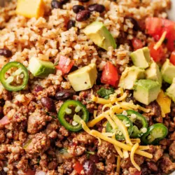 High Protein Beef Burrito Bowls with Rice Recipe 5 beef burrito bowls recipe card