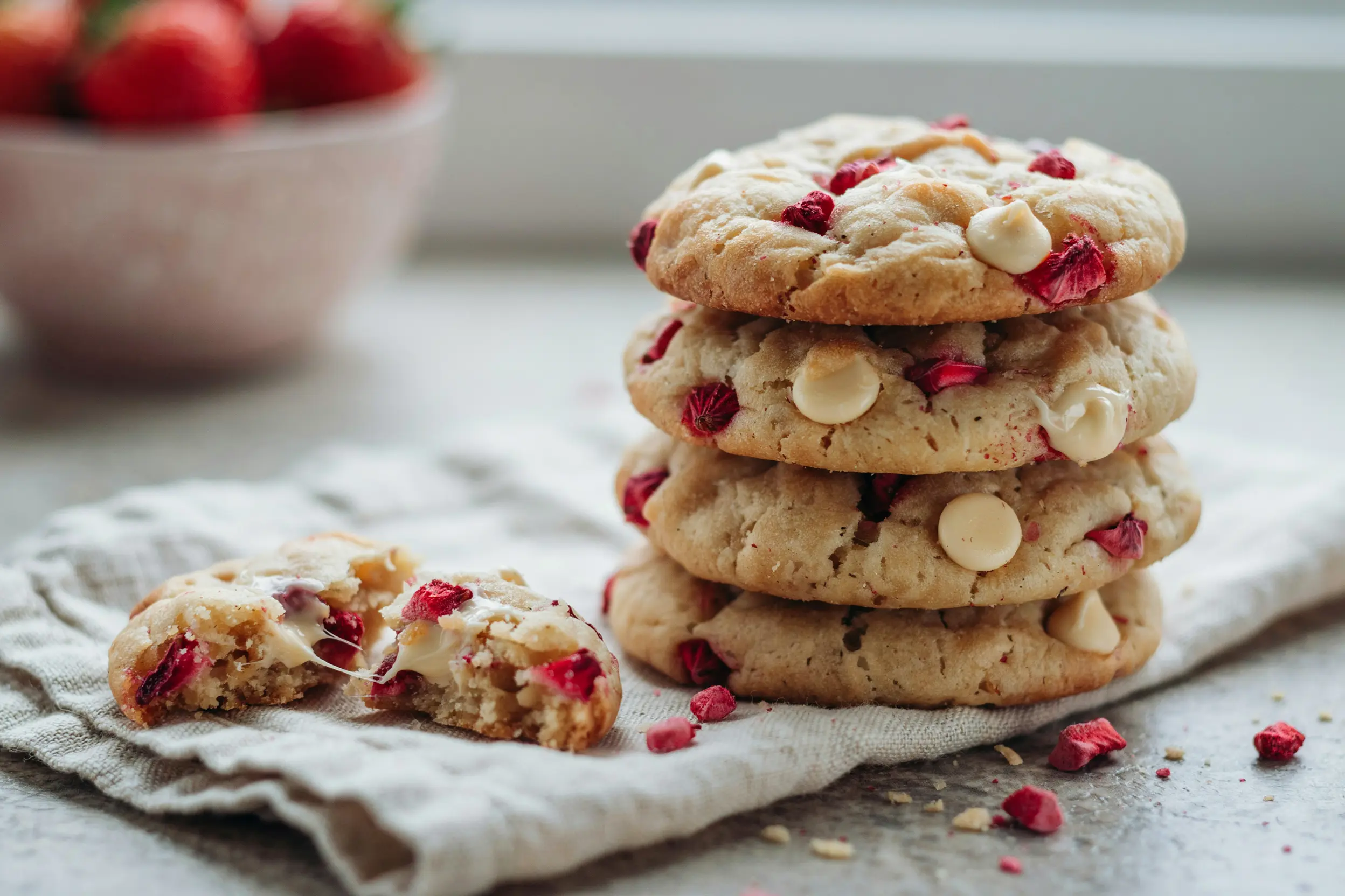 Chewy Sourdough Strawberries Cookies