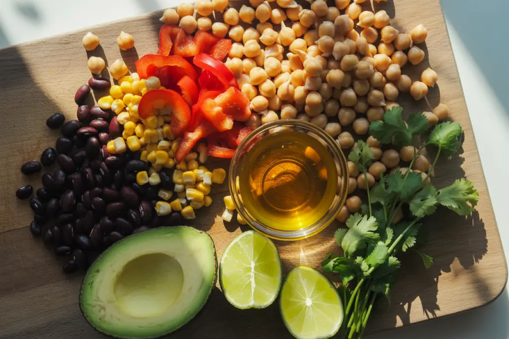 ingredients for chickpea bean salad recipe