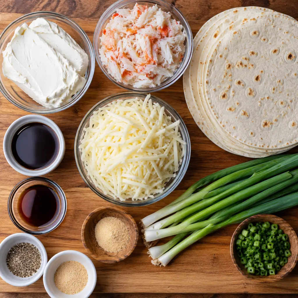 Ingredients for crab rangoon taquitos recipe