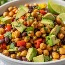 crispy chili lime chickpea bean salad recipe card