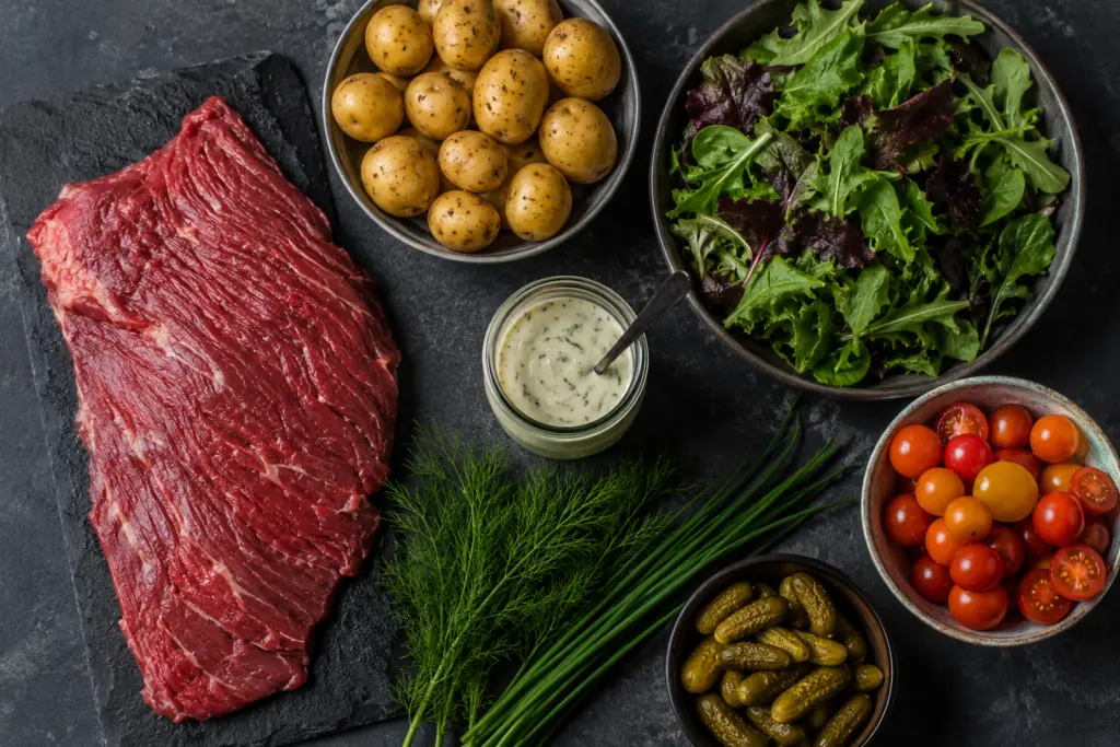  crispy potato and steak salad ingredients 