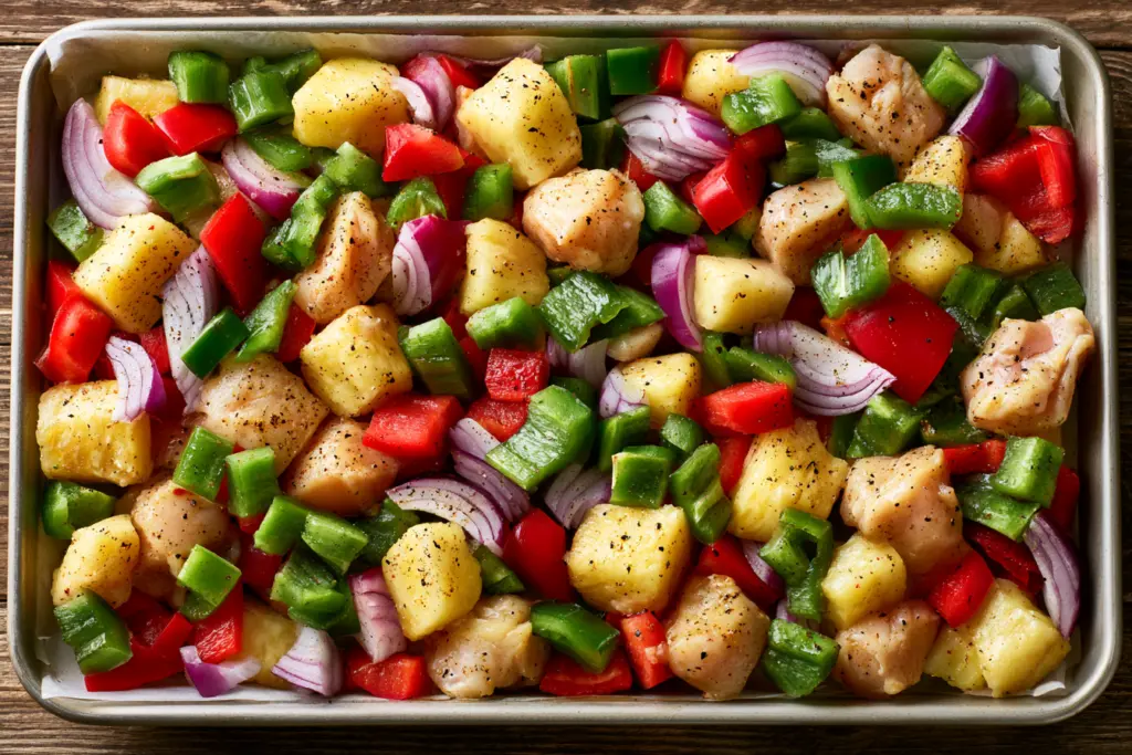 Easy Hawaiian Chicken Recipe 4 easy hawaiian chicken baking on sheet pan