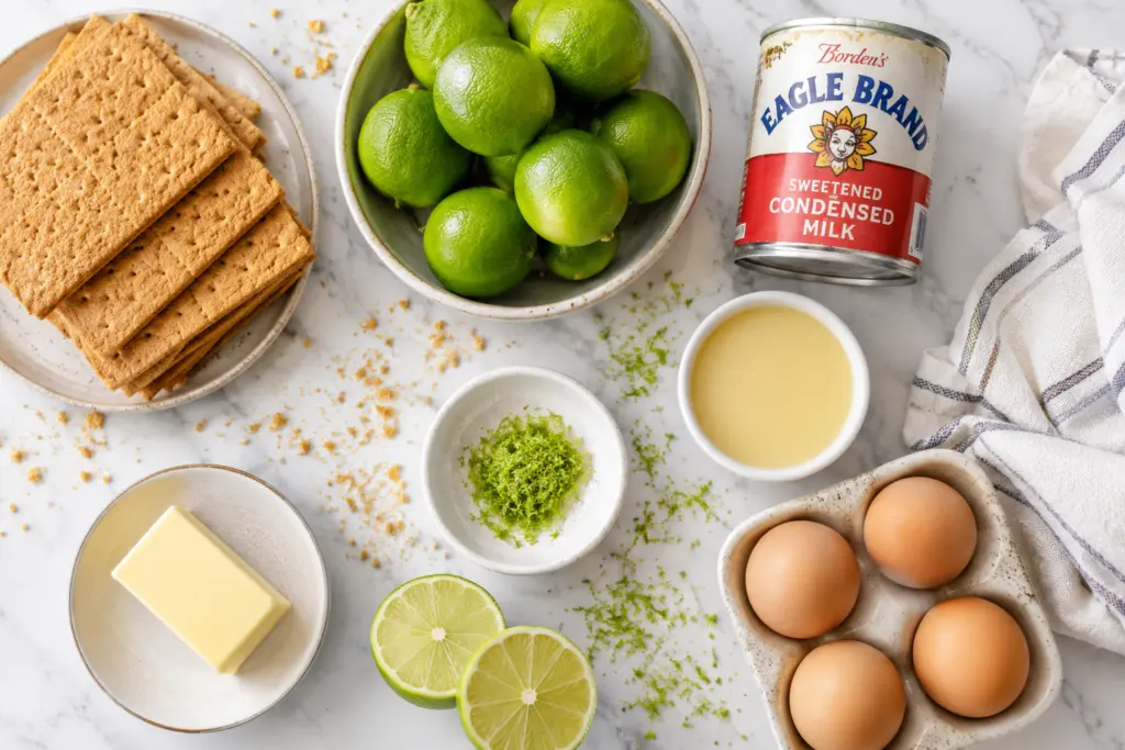 fresh ingredients for key lime pie