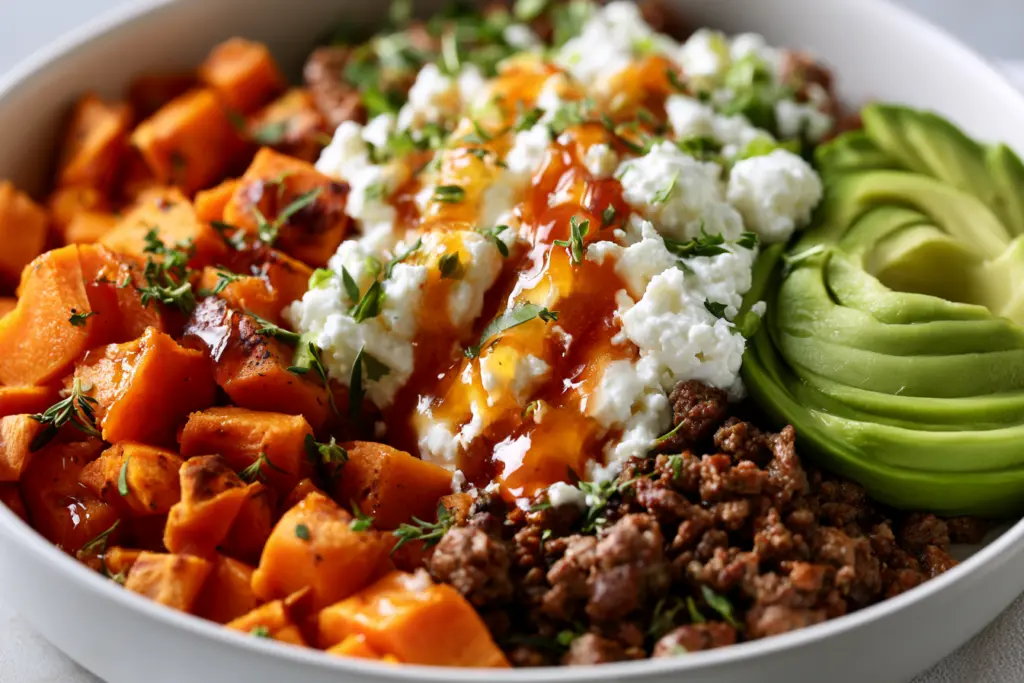 Served hot honey beef bowl