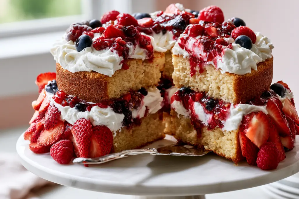 sourdough mixed berries shortcake cake