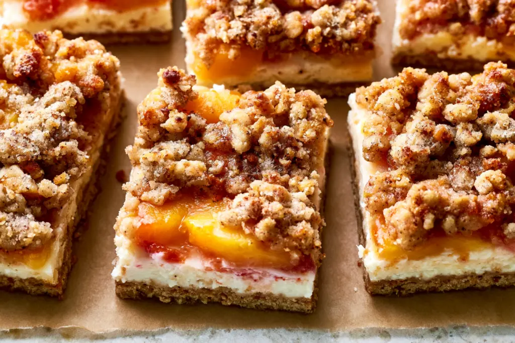 Sourdough Peach Cobbler Cheesecake Bars Recipe 4 sourdough peach cobbler cheesecake bars serving