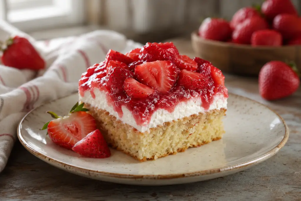 sourdough strawberry shortcake bar serving