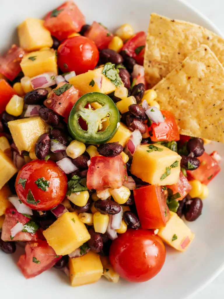 tropical Black Bean Corn jalapeno Salsa with Mango