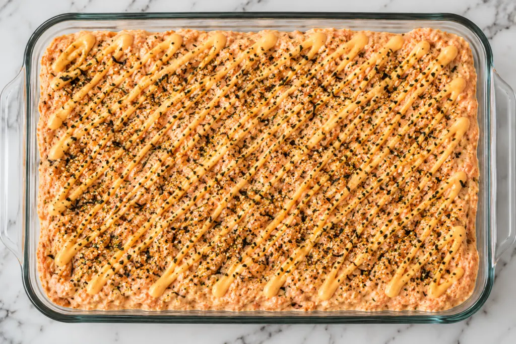 Viral TikTok Salmon Sushi Bake Recipe 5 Assemble Salmon Sushi Bake