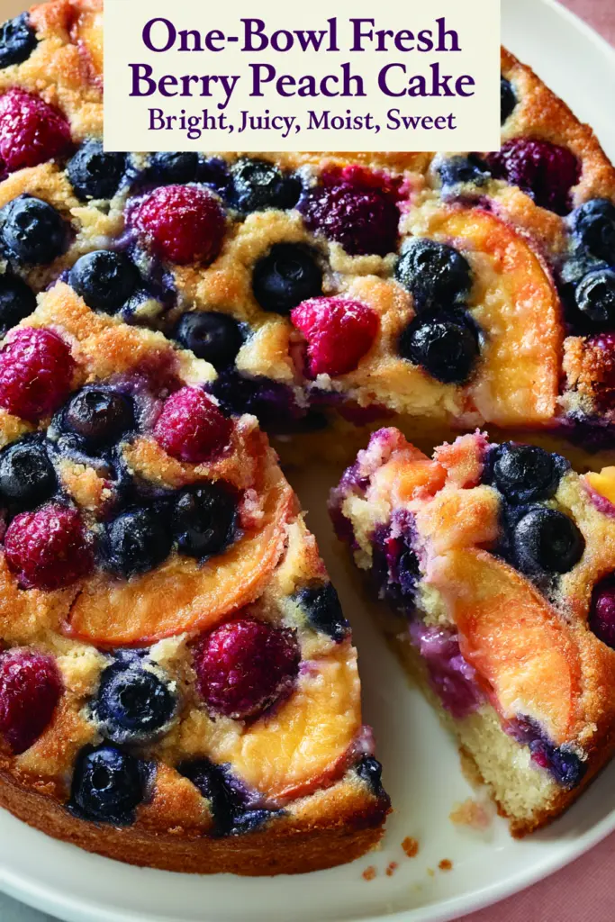 Easy Fresh Peach Cake (With Greek Yogurt) 6 Berry Peach Cake