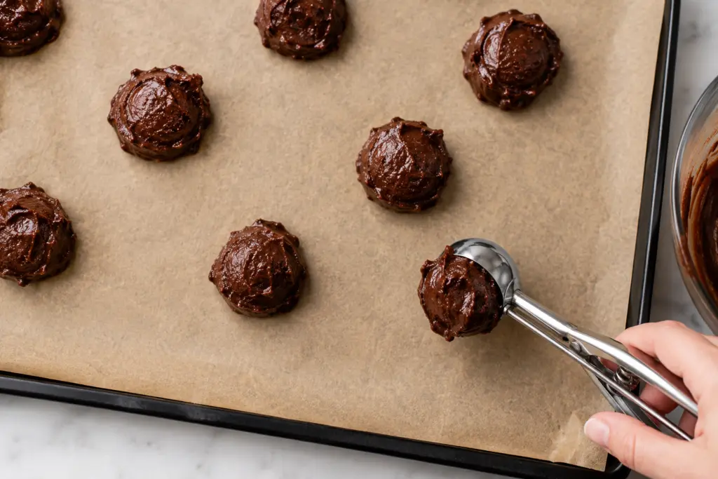 Fudgy 3 Ingredient Cookies Recipe {No Butter, No Flour} 4 Fudgy 3 Ingredient Cookies Dough Scoops
