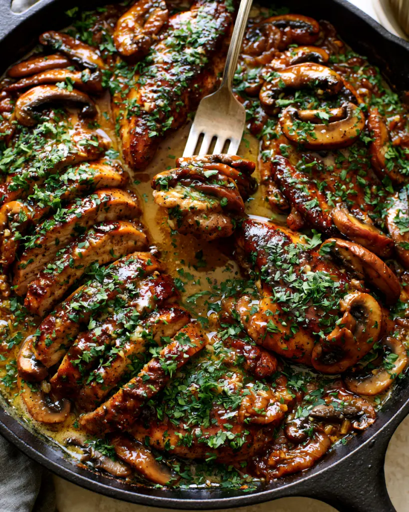 Cowboy Mushrooms & Chicken in Rich Garlic Butter Sauce