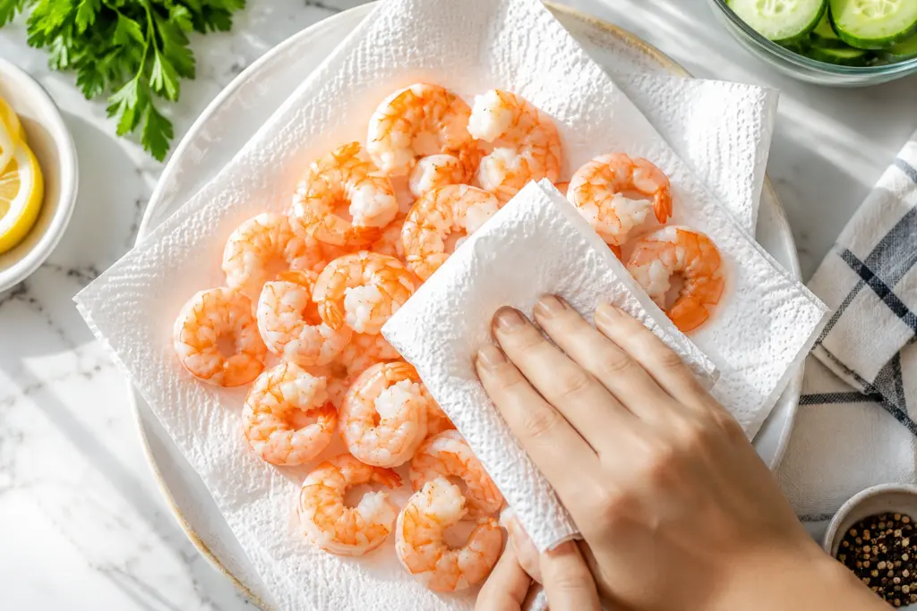 Drying Shrimp with Paper Towels