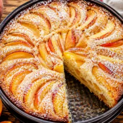 Easy Fresh Peach Cake (With Greek Yogurt) 7 Easy Fresh Peach Cake recipe card