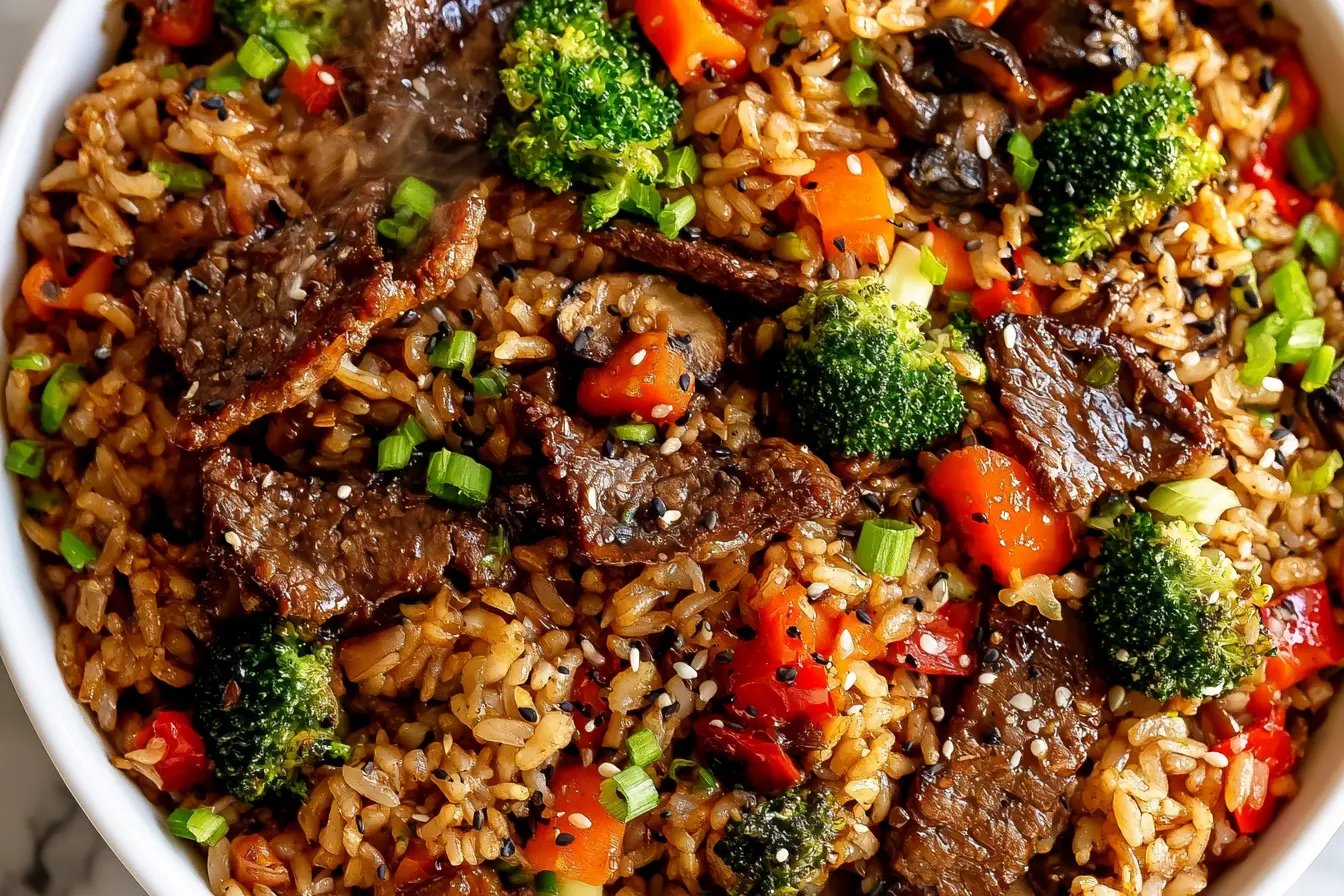 Easy Sticky Beef Fried Rice
