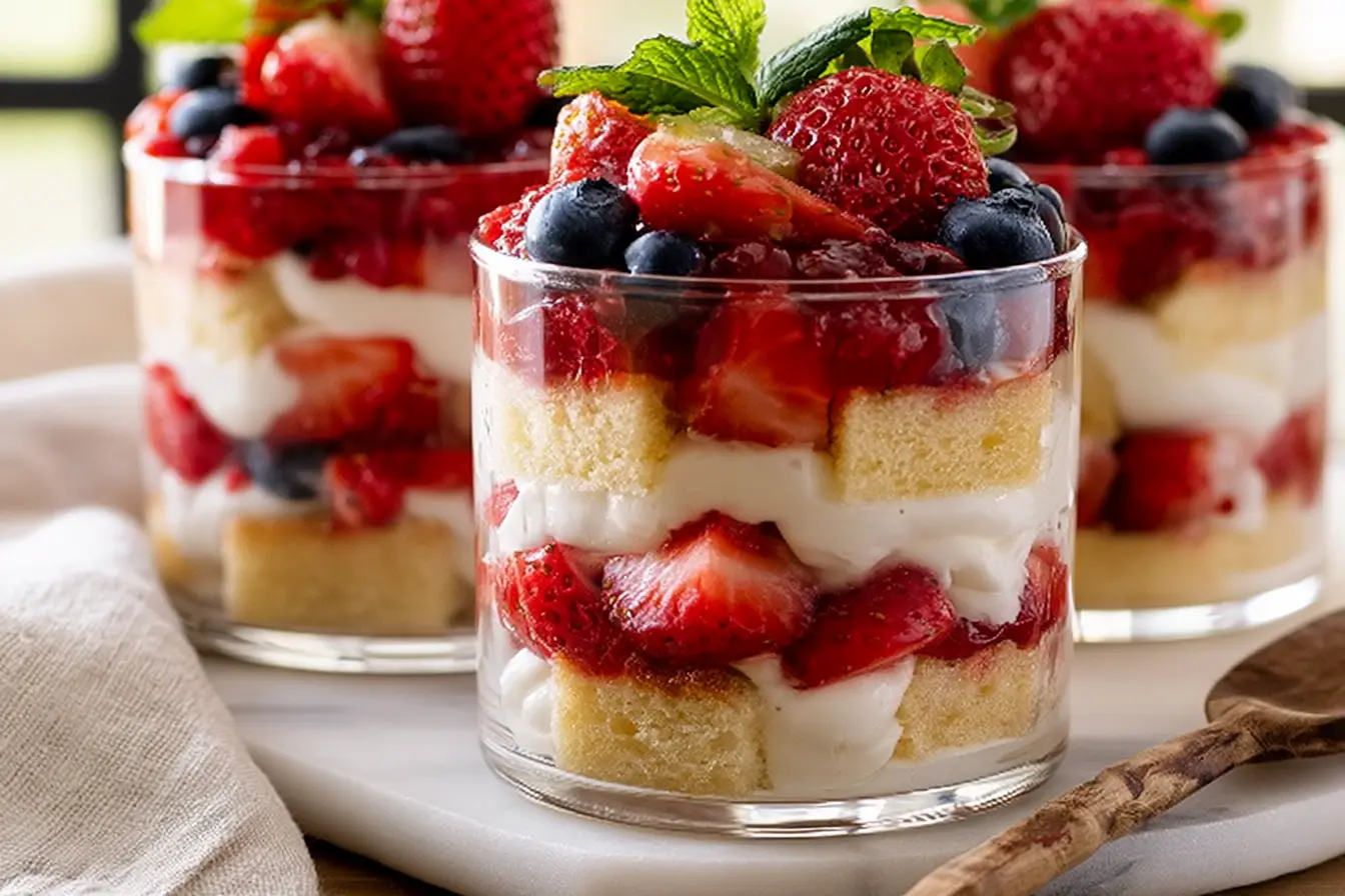 Individual Mixed Berry Shortcake Trifles