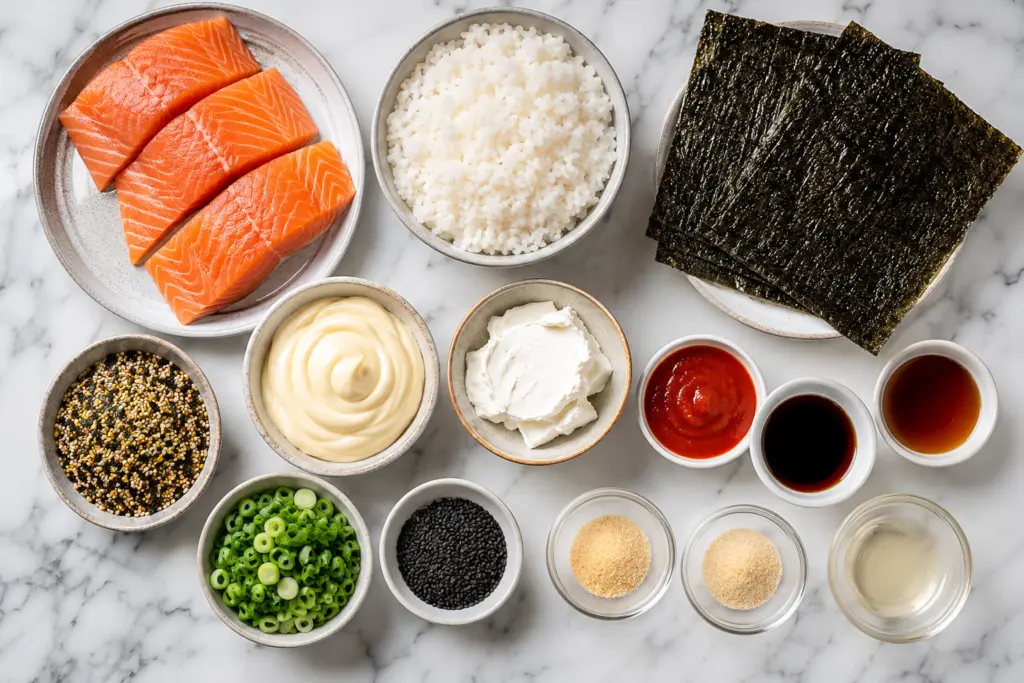 Viral TikTok Salmon Sushi Bake Recipe 2 Ingredients for salmon sushi bake