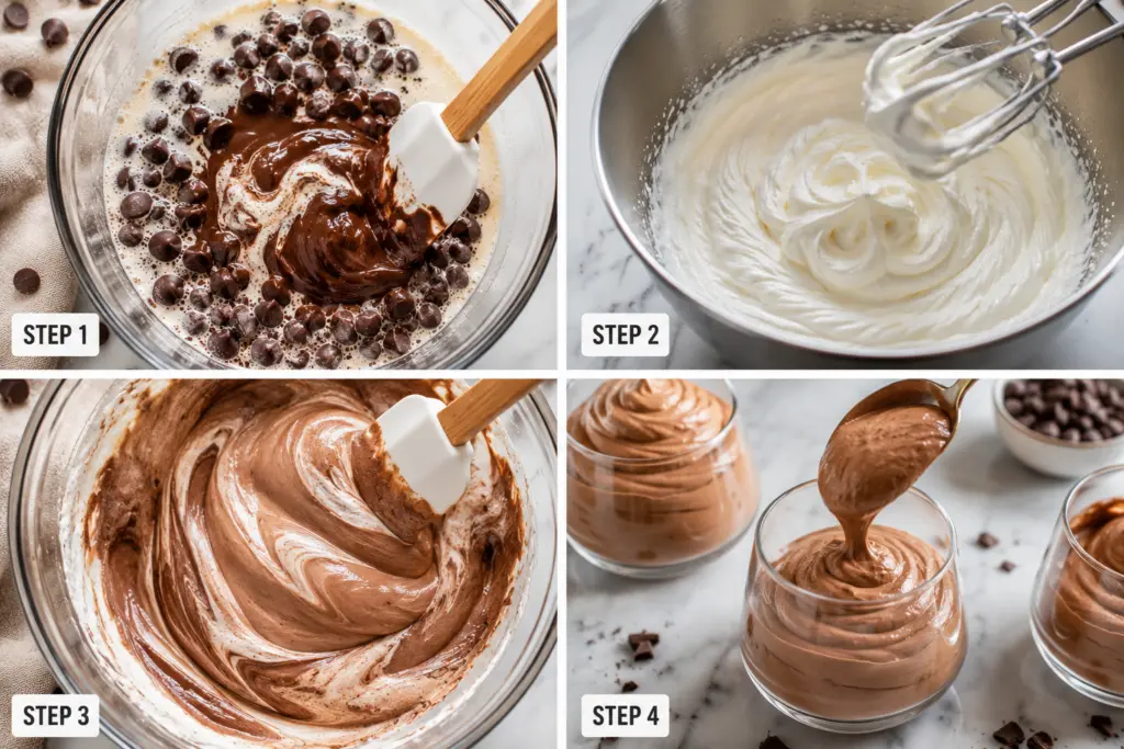 Instructions for 3 ingredient chocolate mousse recipe