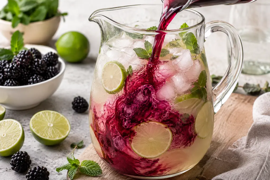 Easy Blackberry Limeade Recipe 3 Lime, mint, and blackberry refreshment scene