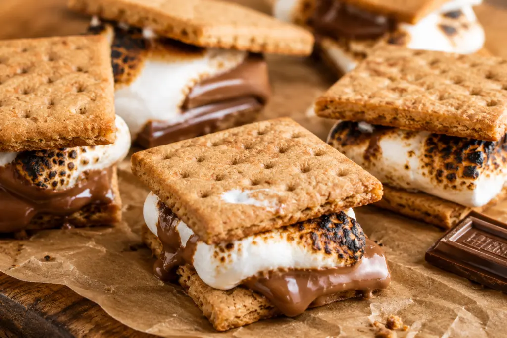 Melted s'mores on rustic parchment