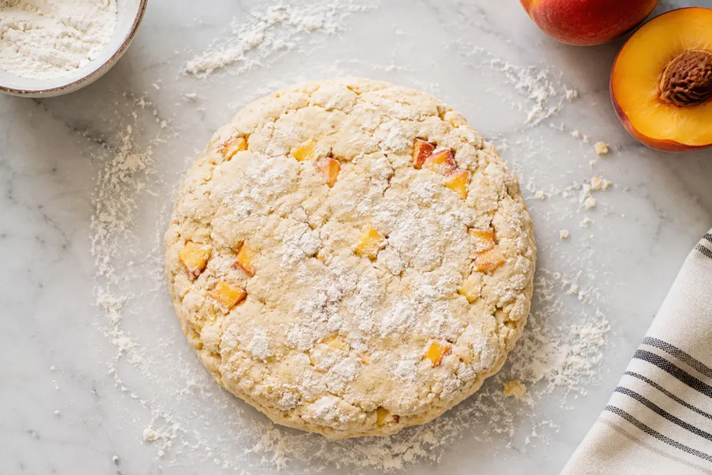 Delicious Peach Scones Recipe 5 Peach Scones Dough on Marble