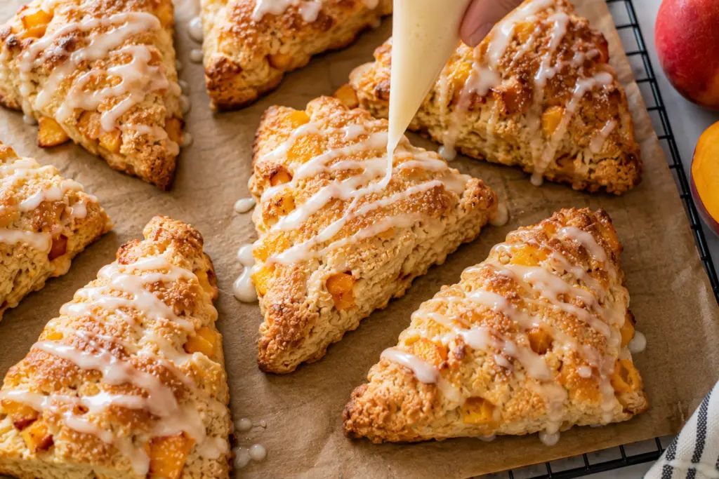 Delicious Peach Scones Recipe 8 Peach Scones with Icing Drizzle