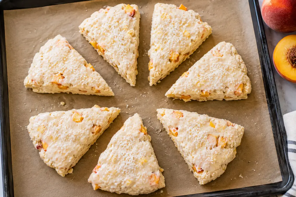Delicious Peach Scones Recipe 6 Fresh unbaked peach scones