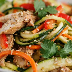 Peanut Chicken Zucchini Noodles Recipe card