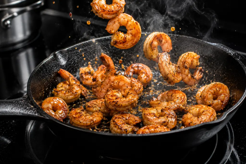Sizzling shrimp for shrimp and broccoli stir fry