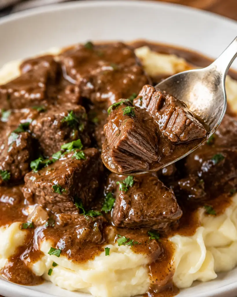 Best Beef Tips with Gravy Recipe 6 Best Beef Tips with Gravy Served with mashed potatoes