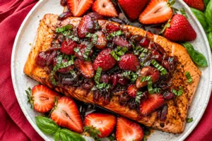 Strawberry Balsamic Glazed Salmon Recipe
