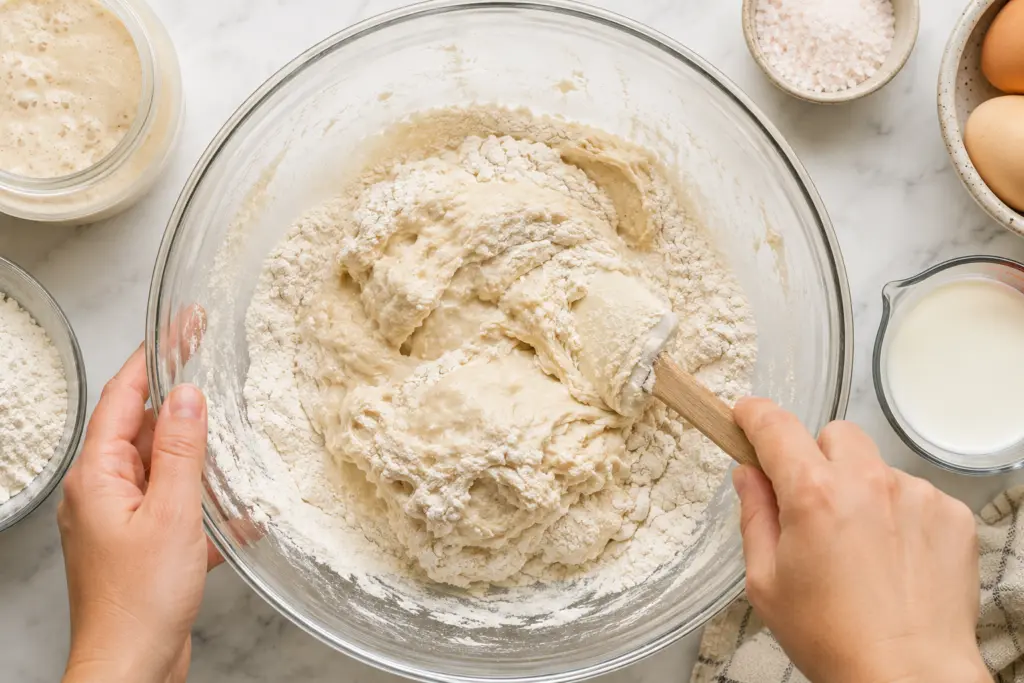 Sourdough Hot Dog Buns Recipe (Overnight Option) 3 Baking prep with sourdough hot dog buns dough