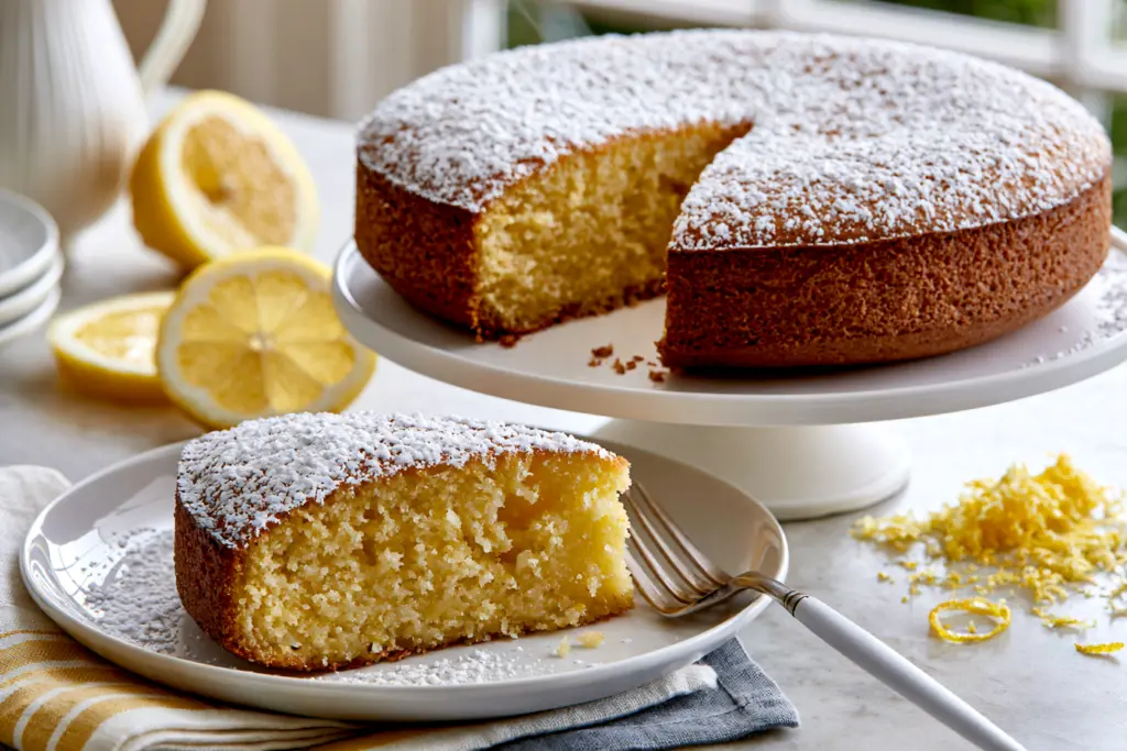 flourless lemon cake serving