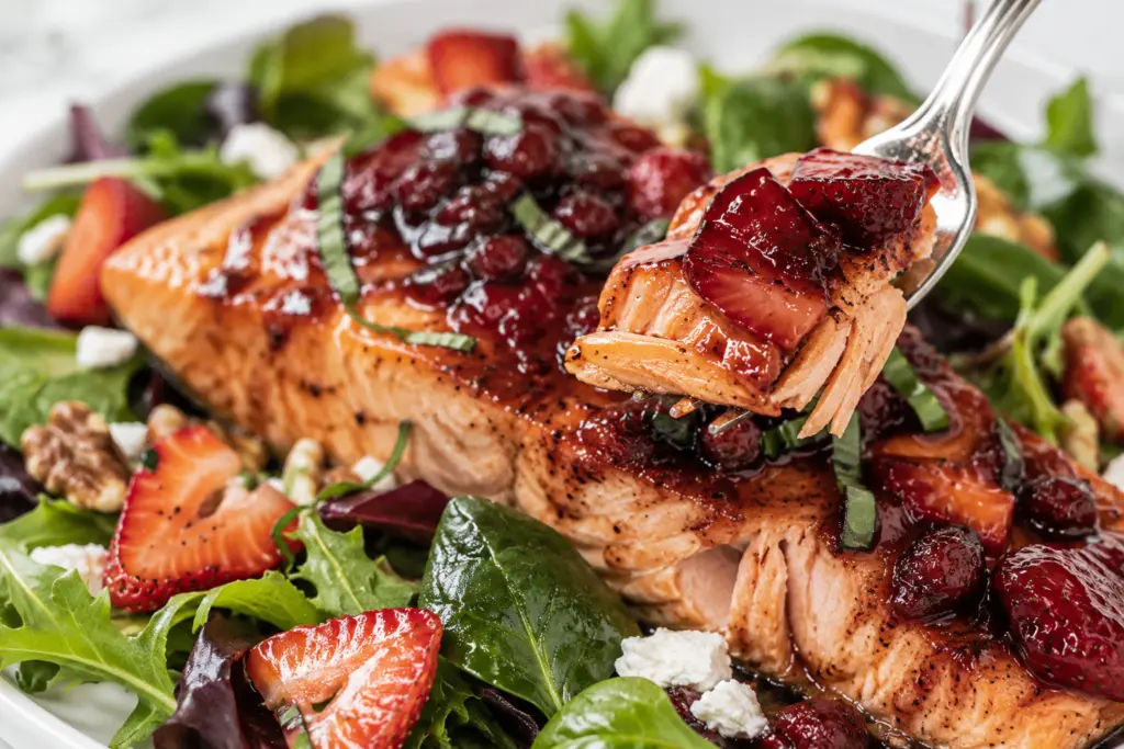 Strawberry Balsamic Glazed Salmon Recipe 8 strawberry balsamic glazed salmon salad