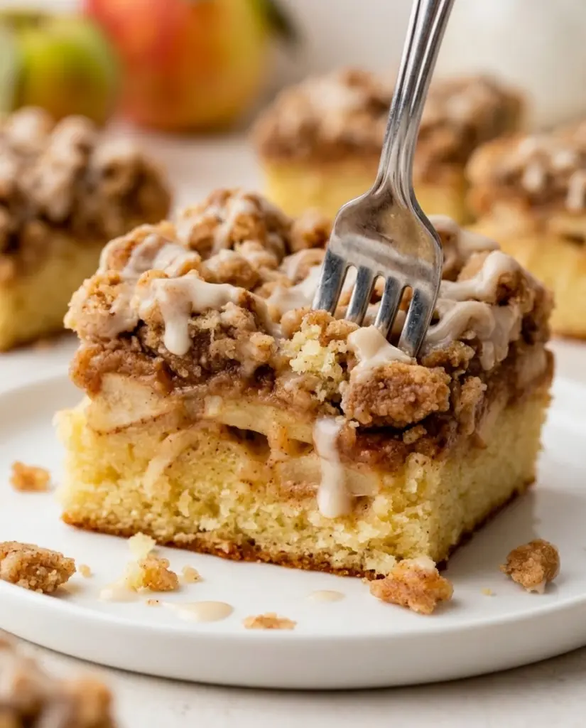 The Best Apple Crumb Cake Recipe 2 Apple Crumb Cake Slice Served