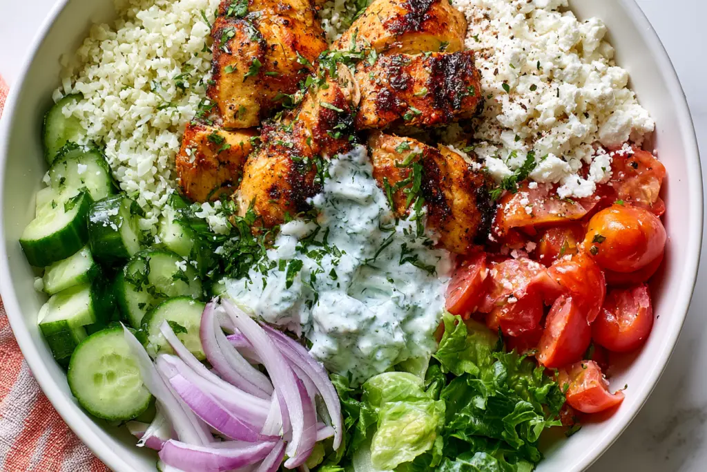 Assemble the Greek Chicken Bowls