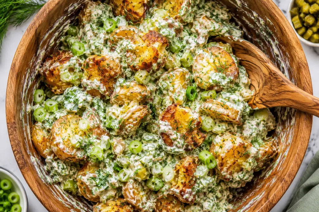 Viral Green Crispy Smashed Potato Salad 5 Green Crispy Smashed Potato Salad