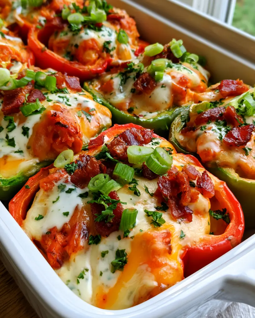 Buffalo Chicken Stuffed Peppers Recipe 6 Bacon Buffalo Chicken Stuffed Peppers