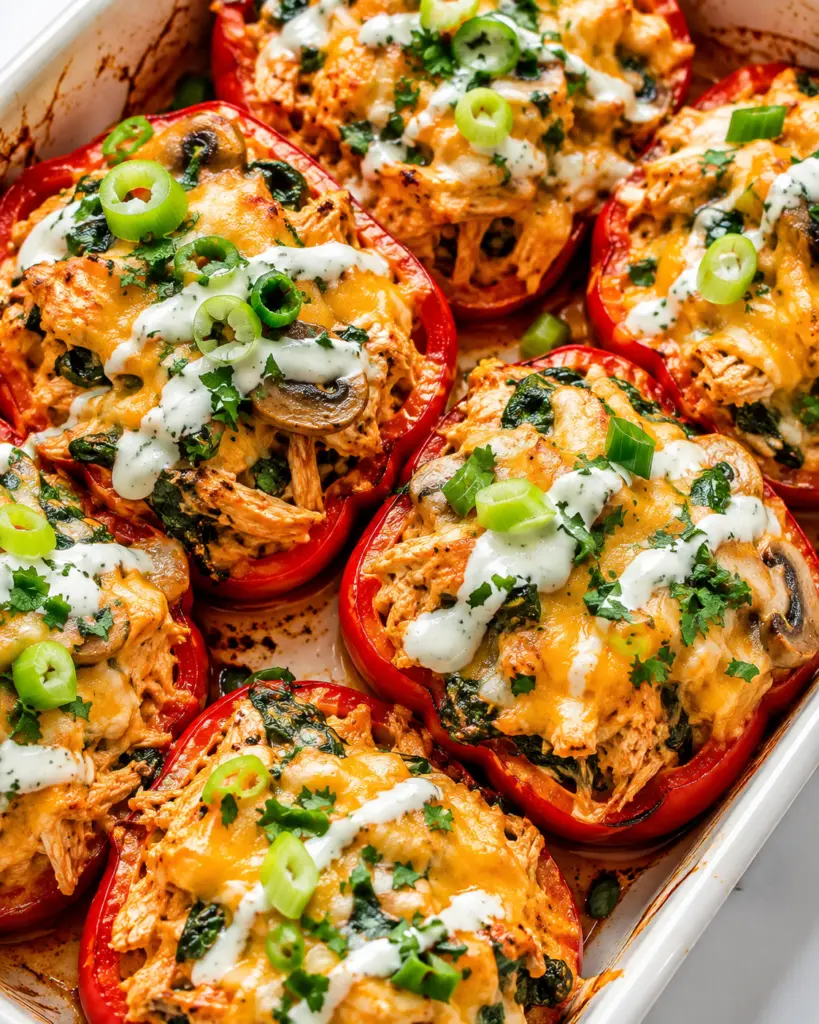 Veggie Loaded Chicken-Stuffed Peppers