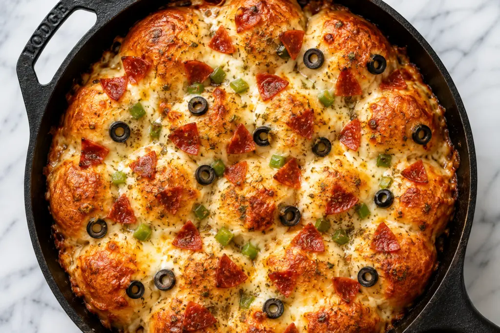 Easy Pizza Pull Apart Rolls Recipe 7 Cheesy Pepperoni Pull-Apart Skillet
