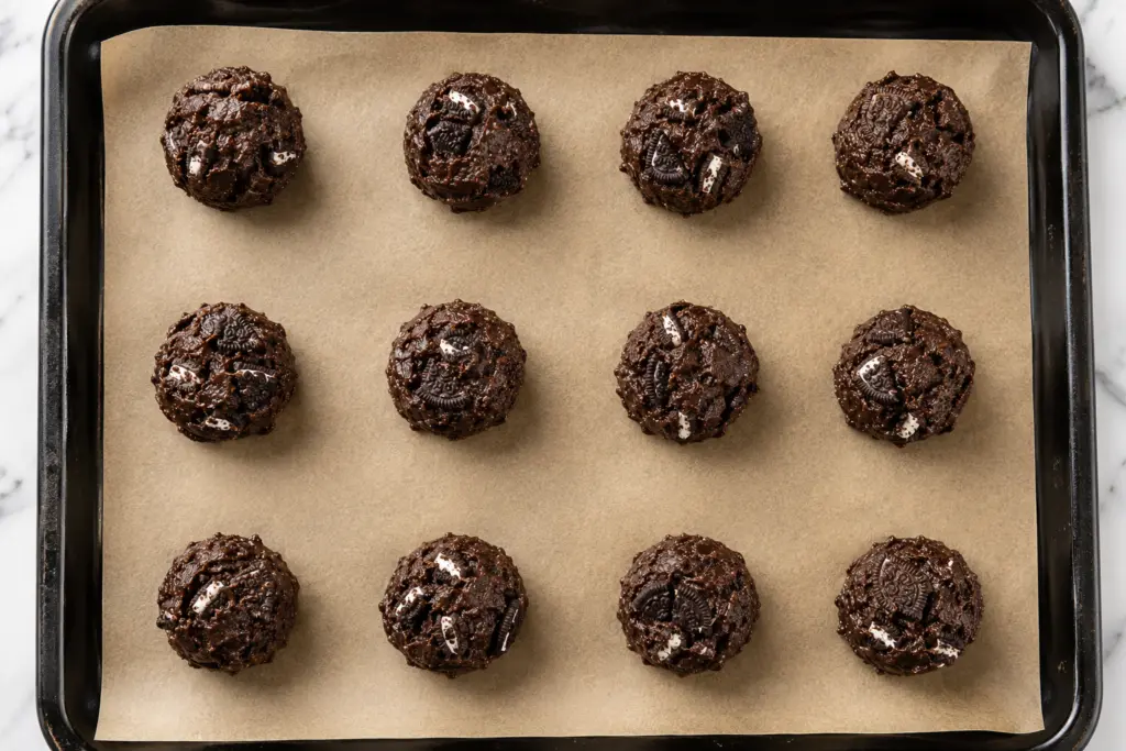 Sourdough Oreo Cookies 5 Sourdough Oreo Cookies Dough on Baking Tray