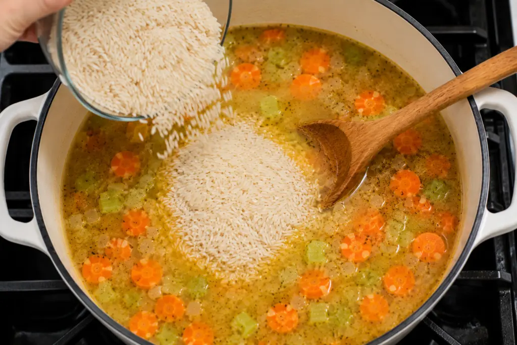 Cooking Chicken Lemon Rice Soup 