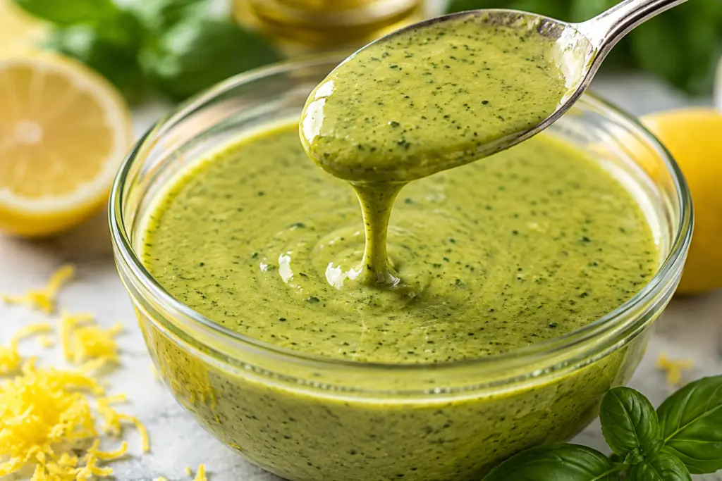 Creamy Pesto Drizzle with Lemon and Basil