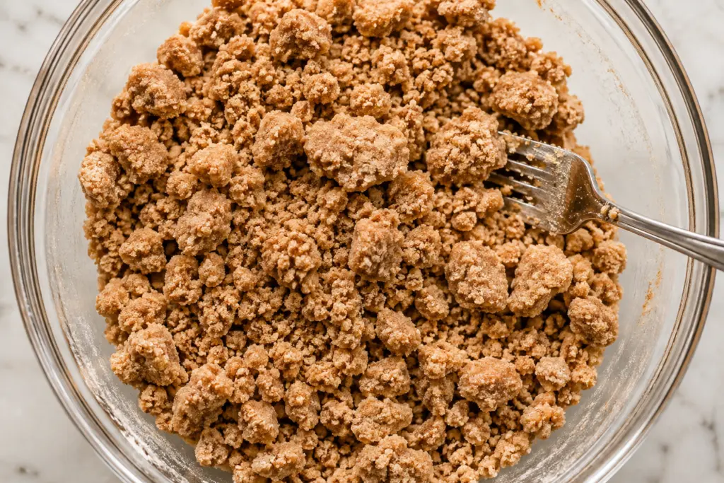 The Best Apple Crumb Cake Recipe 4 Golden Brown Streusel Crumble in Glass Bowl