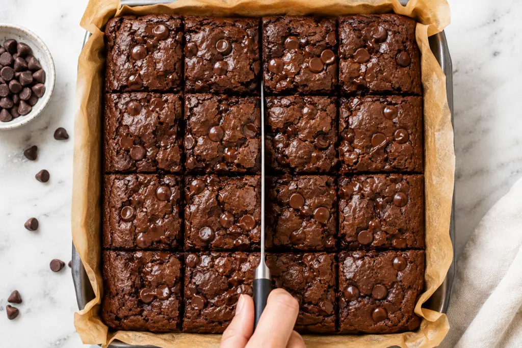 Chocolate Chickpea Brownies Recipe 7 Cutting Chocolate Chickpea Brownies
